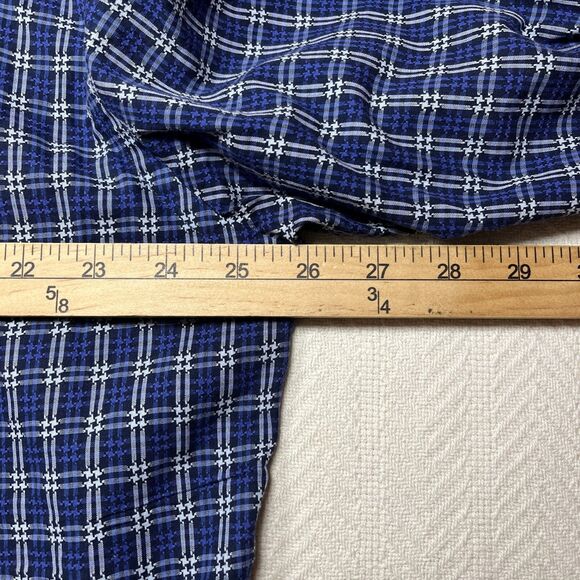 Bugatchi Shirt Mens 2XL Blue White Plaid Long Sleeve Shaped Fit Button Up - Picture 9 of 10
